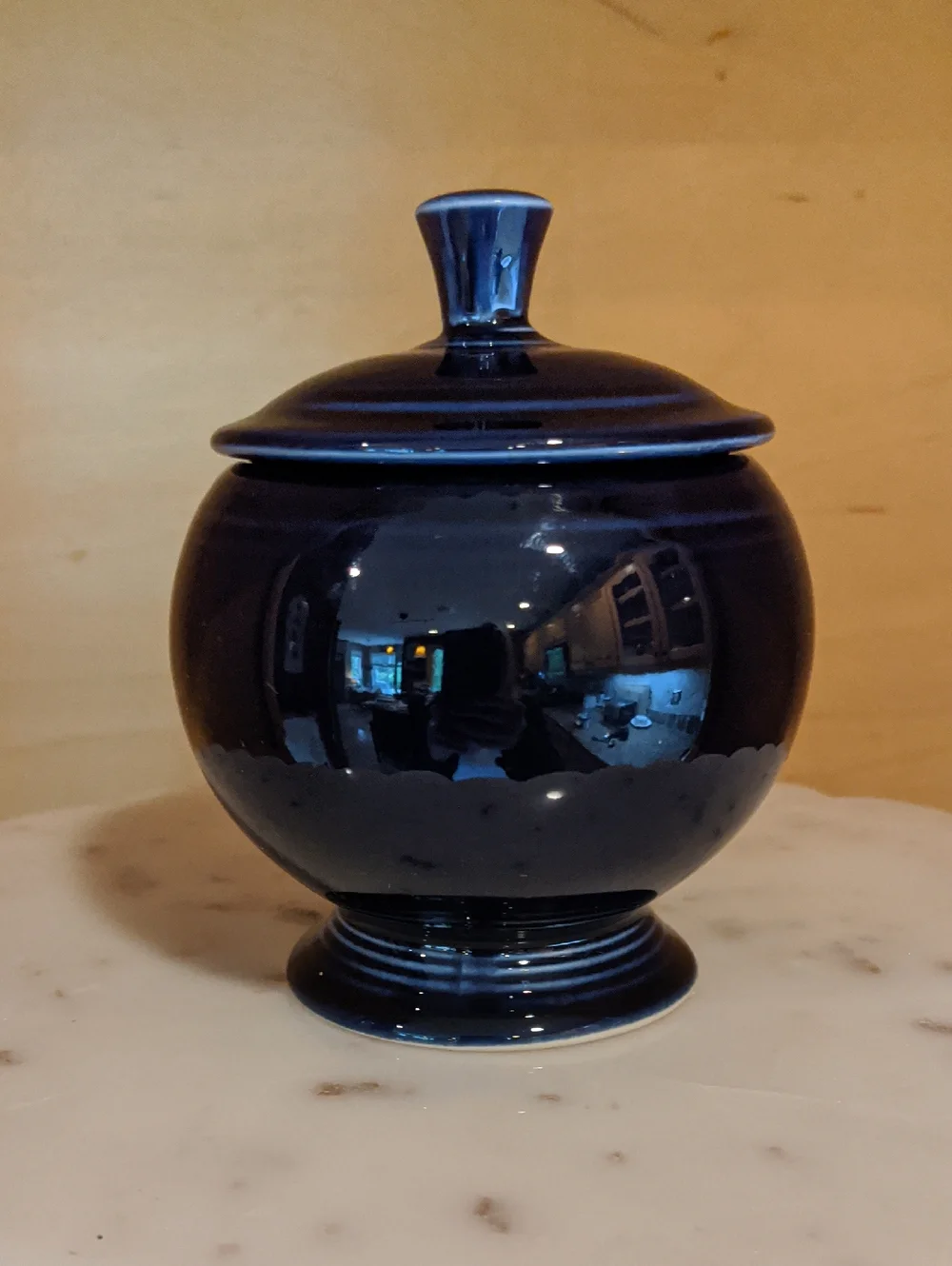 Fiestaware Cobalt Blue Individual Footed Covered Sugar Bowl Lid New Htf